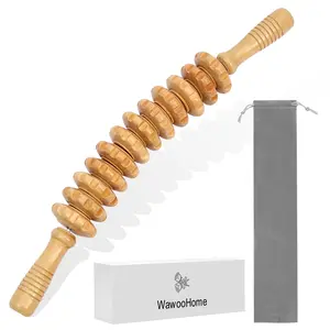 12 rounds Manual Wooden Massage Tool , Curved Wooden Handheld Roller Trigger Point Massager for Fascia, Cellulite, Muscle & Abdomen, Body Therapy Massager