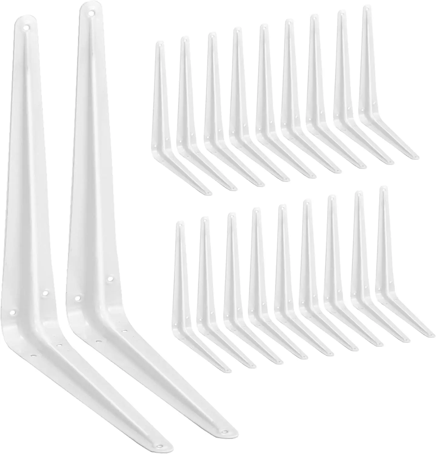 20 Pack Shelf Brackets 12 Inches White, Heavy Duty Steel Metal L Brackets for Shelves, J Brackets Wall Angel Corner Brace for  Board
