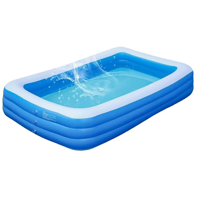 Inflatable Swimming Pool PVC, Foldable Outdoor Adult Water Pool, Baby Bath Tub, Home Use, Rectangular Inflatable Pool, Folding Swimming Pool, Portable Swimming Pool, Blow Up Pool, 1 Piece