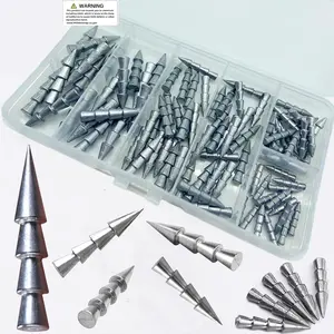 100Pcs/Box Nail Weights Sinkers (1/6oz,1/8oz,1/14oz,1/20oz,1/25oz,1/50oz) 6 Sizes Mixed, Insert Sinkers Lead Fishing Weights for Tackle Worm Soft Plastic Lures