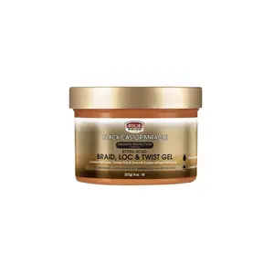 African Pride Black Castor Miracle Braid, Loc & Twist Gel - 8 oz Unisex Haircare, Extra Hold, Frizz Control, Hydrating Coconut, Repair Benefits