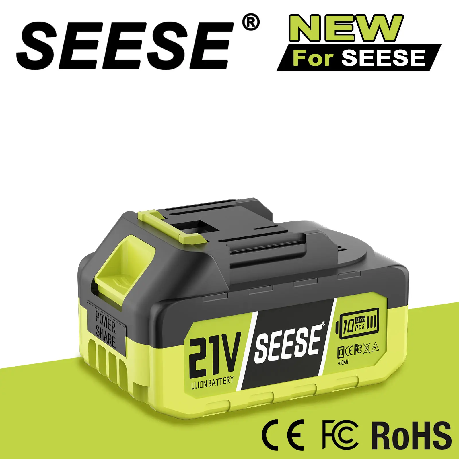 SEESE 21V Max 4.0Ah Rechargeable Lithium Battery Pack, High-Capacity Replacement Battery for SEESE 21V Cordless Power Tools – Compatible with SEESE Blowers, Car Washers, Chainsaws, and More (1 Pack) Perfect Christmas & New Year Gift Idea