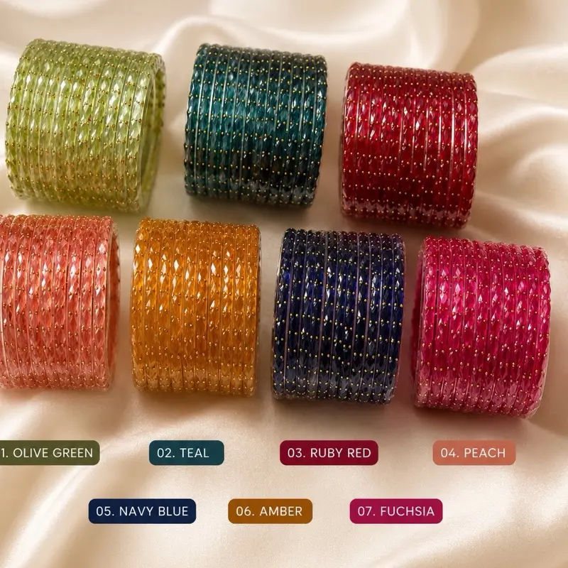 Glass Bangles, 2.6 MEHR Style (12-Piece Set)