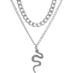 Snake Necklace for Women Hip-hop Snake Pendant Necklace Punk Layered Chunky Necklace Women Trendy Stuff Under 5 Dollar Items for Teen Girls Bohemian Choker Necklace Jewelry Gift for Teen Girls