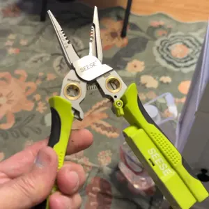 SEESE 8 in 1 Wire Stripper Twister for Cutting and Pulling Wires, Voltage Tester Pliers,Cable Scissors, 12V to 250V Live,Null,Hot Wire Judgment AC DC, Audible and Flashing LED Alarms