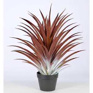 Hyper Realistic Big Red Artificial Aloe Vera  26 Inches Tall. Large Faux Agave in Matte Black Pot.