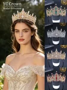 Crown for Women Elegant Crown Design Crystal Princess Tiaras Rhinestone Queen Headband Wedding Bridal Hair Accessories Birthday Prom Pageant Party Coming of Age Ceremony Photo Props Bridal Hairpiece
