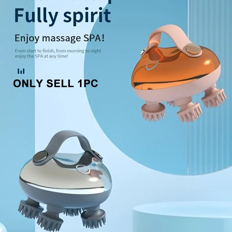 Portable Rechargeable Electric Scalp Massager, Handheld with Anti-Drop Strap, 4 Detachable Massage Claws, 3 Speed Modes, Ideal Gift, USB Rechargeable Massagers