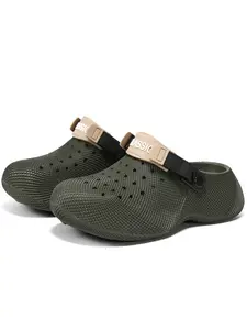 Unisex Breathable Holey Thick Sole Shoes, Adjustable Laces, Eva Material, Sporty Style, All Seasons, 6 Colors, Comfortable & Durable, Water Clogs