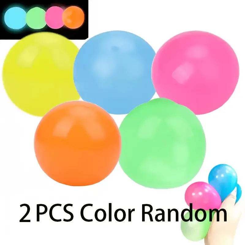 Gifts for her/him 2PCS Random colors Colorful sticky balls, Sensory squeeze ball, that can be attached to the wall, perfect for birthday gifts, party gifts. Ideal sensory soft toys for play, Easter, Christmas gifts, stress relief