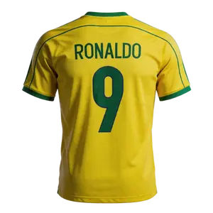 1998 Brazil Retro Home No.9 National Team Soccer Jersey Short Sleeves Fan Version Top