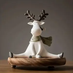 Elegant Nordic Resin Deer Sculpture, Hand-Painted Antlered Deer, Creative Home Decor for Living Room, Bar, Cafe, Baby Room, Decorative Figurines, Home Decor Statue, Decorative Sculptures