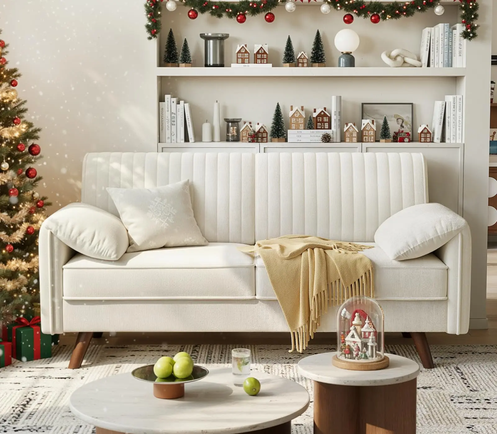 【SummerFinds】ONBRILL 64.5" W x 31.8"D x 33.2" H Sturdy Loveseat Sofa, Chenille Comfy Couch with 23.2" Deep Seat & Padded Arms, Modern Small Indoor Furniture for Living Room, Small Spaces, 600 lbs Capacity,dorm essentials,home decor