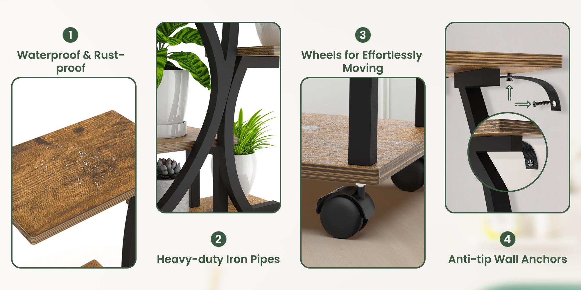 Indoor plant stand with grow lights - 62inch Tall plant stand, indoor growing corner stand with lights, 8-tier large flower stand, S-shaped living room decorative stand, patented design, black Indoor plant stand with grow lights - 62inch Tall plant stand, indoor growing corner stand with lights, 8-tier large flower stand, S-shaped living room decorative stand, patented design, black