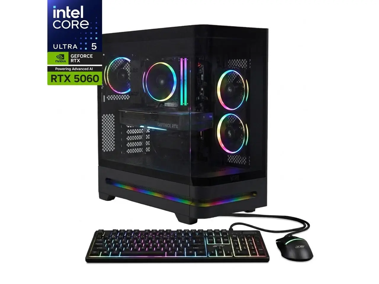 gaming desktop, RTX 5060 PC, Intel Ultra 5 gaming PC, AI gaming desktop, DDR5 gaming system, WiFi 7 desktop, high performance gaming PC, RTX 50 series computer