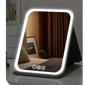 LED Makeup Mirror, Portable Foldable with Light, Durable Lighted Makeup Mirror, Desktop Fill Light, Student Dormitory Office Mirror, Ins High-value Light Gifts