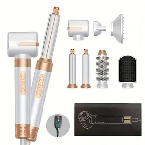 7-in-1 Hot Air Styler, Negative Ion Fast Drying + Multi-Function Styling. Salon-quality blow-drying, curling, straightening, volumizing, all in one device. Goodbye to frizz, suitable for all hair types