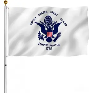 U.S. Coast Guard Flag - Outdoor - UV-resistant and fade-resistant. U.S. Coast Guard flag with 2 metal eyelets.