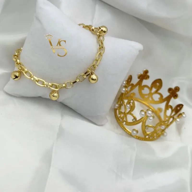 Valdes Luxury Bell Charm Bracelet | 14K Gold Plated Layered | Adjustable | Everyday Wear