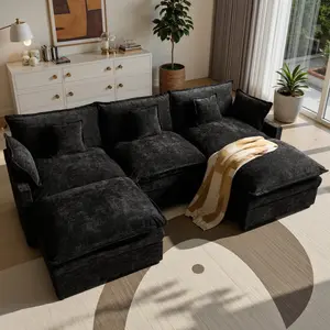 ALTRIGUS Modular U-Shaped Sectional Sofa Couches for Living Room | 108 Inch Modern Sectional Couch | Warm White Chenille Sofa with Double Ottoman for Apartment,Free Combination