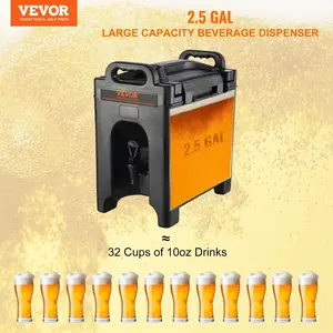 【FathersDayGift】VEVOR Insulated Beverage Dispenser,  , 2.5 Gallon, Food-grade LDPE Hot and Cold Beverage Server, Thermal Drink Dispenser Cooler with 0.9 in PU Layer Two-Stage Faucet Handle, for Restaurant Drink Shop