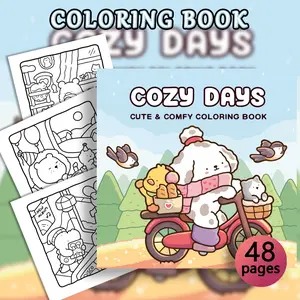 1 ADVENT CALENDAR adult coloring book, Cute colouring book, environmentally friendly paper, relax and relieve stress, leisure and entertainment, improve creativity, suitable for autumn decoration, a perfect art gift for Christmas, Cozy Days