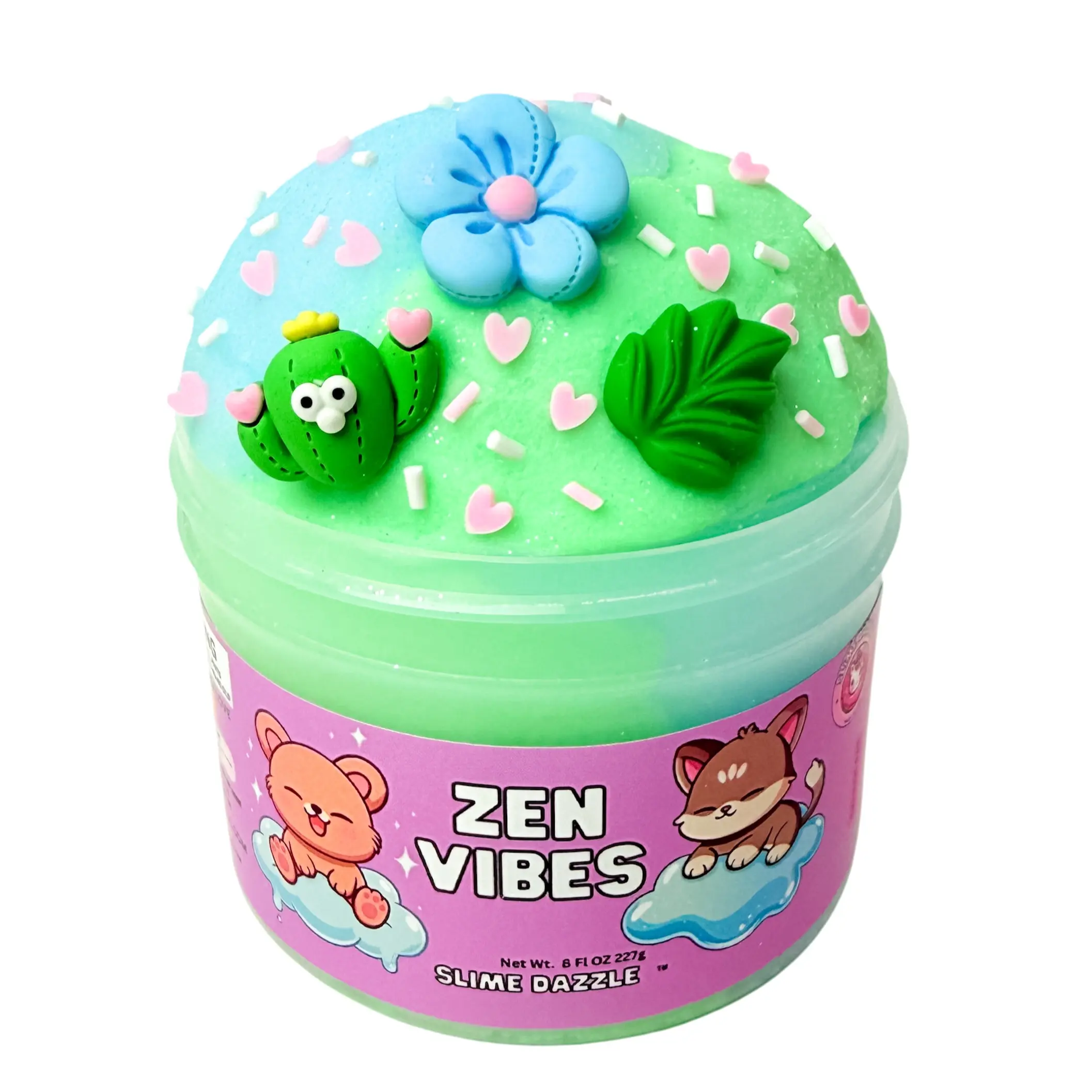 Zen Vibes Cloud Slime Blue & Light Green | Fresh Calming Scent | Non-Sticky | 8 fl oz