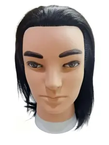 Men's Hairdressing Mannequin Head, Realistic Full Hair for Styling, Barber Training Dummy, Natural Hair Color, Hairstyle Practice Tool, Wig Mannequin