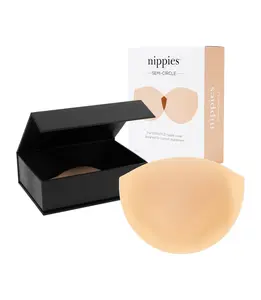 Nippies Semi-Circle Nipple Covers for A-C Cups - Reusable Silicone Bra Covers with Medical-Grade Adhesive for Everyday Wear & Travel Case Included