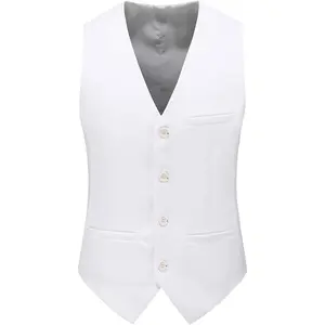 Mens Suit Vest Slim Fit Formal Dress Casual Waistcoat Four Buttons Tuxedo Suit Vest