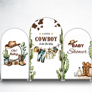 Cowboy Cactus Clothesline Arch Backdrop Cover for Western Baby Shower