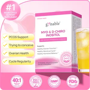 Gynable Inositol Supplement 40:1 Myo-Inositol D-Chiro-Inositol Folate,Zinc,Selenium,Vitamin E,B1,B2,B12 for PCOS, PMS, Acne, Preparing for pregnancy, Fertility, Hormonal Imbalance,Menstrual Cycle,Ovarian Function for Women Dietary Healthcare Supplements