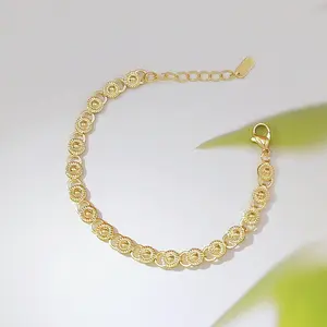 New Chinese Style Gold Coin Pattern Bracelet for Women, Vintage Minimalist Design, Adjustable Chain, Light Luxury Versatile Jewelry, Perfect for Daily Wear, Party & Holiday Gift Giving