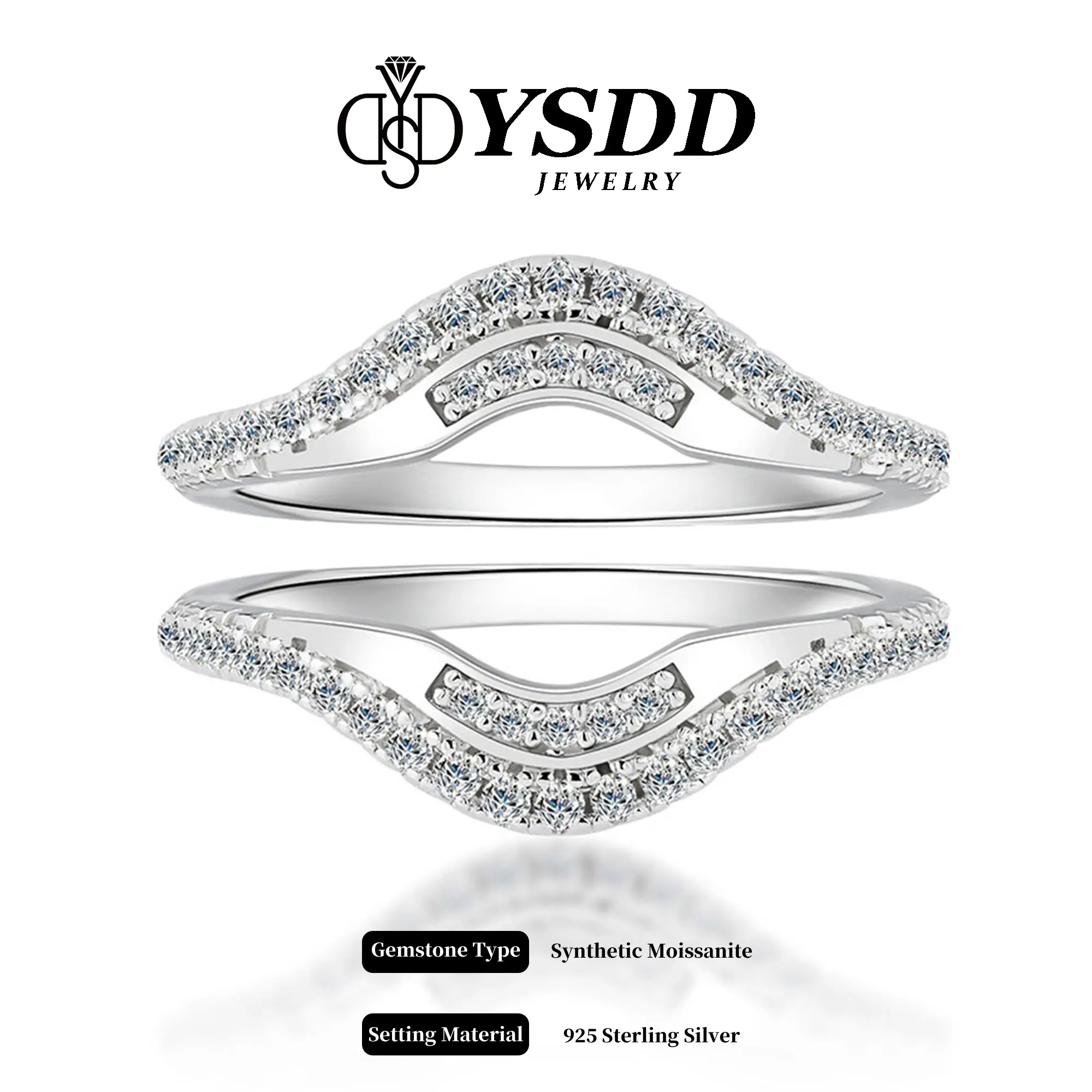 【#178 Ring Enhancer】Smiley Stacking Band ALL vvs Synthetic Moissanite Rings in 925 Sterling Silver Gift for her Birthday Mother's Day