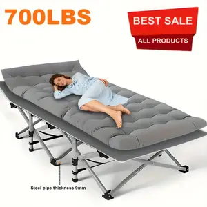 1 X 75-inch Folding Bed, Camping Bed, Portable Folding Guest Bed with Mattress, 700-pound Weight Capacity, Adult Outdoor Travel Bed for Poolside, Patio, Balcony, Camping - Elegant Outdoor Furniture, Outdoor Use Only