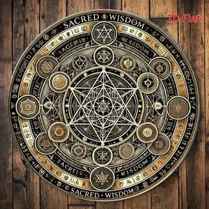 1pc 2D Plane, "Messianic Metatron" Vintage Aesthetic Wall Decor Aluminum Sign, Vintage Plaque Decoration, Suitable for Courtyard, Garden, Kitchen, Bar, Room Wall Decoration 20*20cm, Room Decoration Vintage Metal Sign