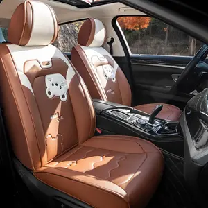 Universal PU Leather Car Seat Cover, Breathable Odor-Free Eco-Friendly Material, Full Surround Protection for Five Seats, All-Season Use