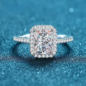 Certified 2/1CT Radiant Cut Moissanite Engagement Ring