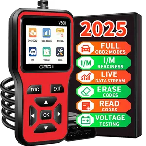 V500 New OBD2 Diagnostic Tool Car Battery Voltage Test DTC Lookup Engine Code Reader Full OBD2 Functionality Reset Mode 6 8 Suitable For All OBDII EOBD Vehicles After 1996