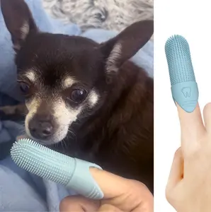 Small Dog Finger Toothbrush – 360° Cleaning (Great for Tiny Mouths) - Single Pack - Blue