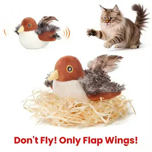 Cat Toys Flapping Bird (DON'T FLY), Lifelike Chirping Cat Kicker (DON'T FLY), Rechargeable Touch Activated Interactive Kitten Catnip Toy
