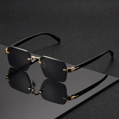 Men's Metal Frameless Business Casual Glasses, Stylish and Elegant Decorative Eyewear, Perfect for Daily Wear and Commuting, Fashion Glasses
