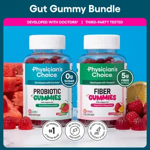 Physician's Choice Gut Gummy Bundle: Gut & Immune Health for Adults with Prebiotic Fiber & Probiotic Gummies - No Sugar Added
