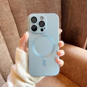 Luxury Black Magsafe Wireless Charge Case For iPhone16 15 14 13 12 11 Pro Max Soft Magnetic Cover Compatible with iPhone Models