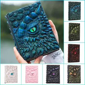 3D Dragon Eye Embossed Resin Engraving Notebook - Handmade Vinyl Hardcover, English, DND Enthusiasts, Doodle Pad, Travel & Art Sketchbook by Summerwins