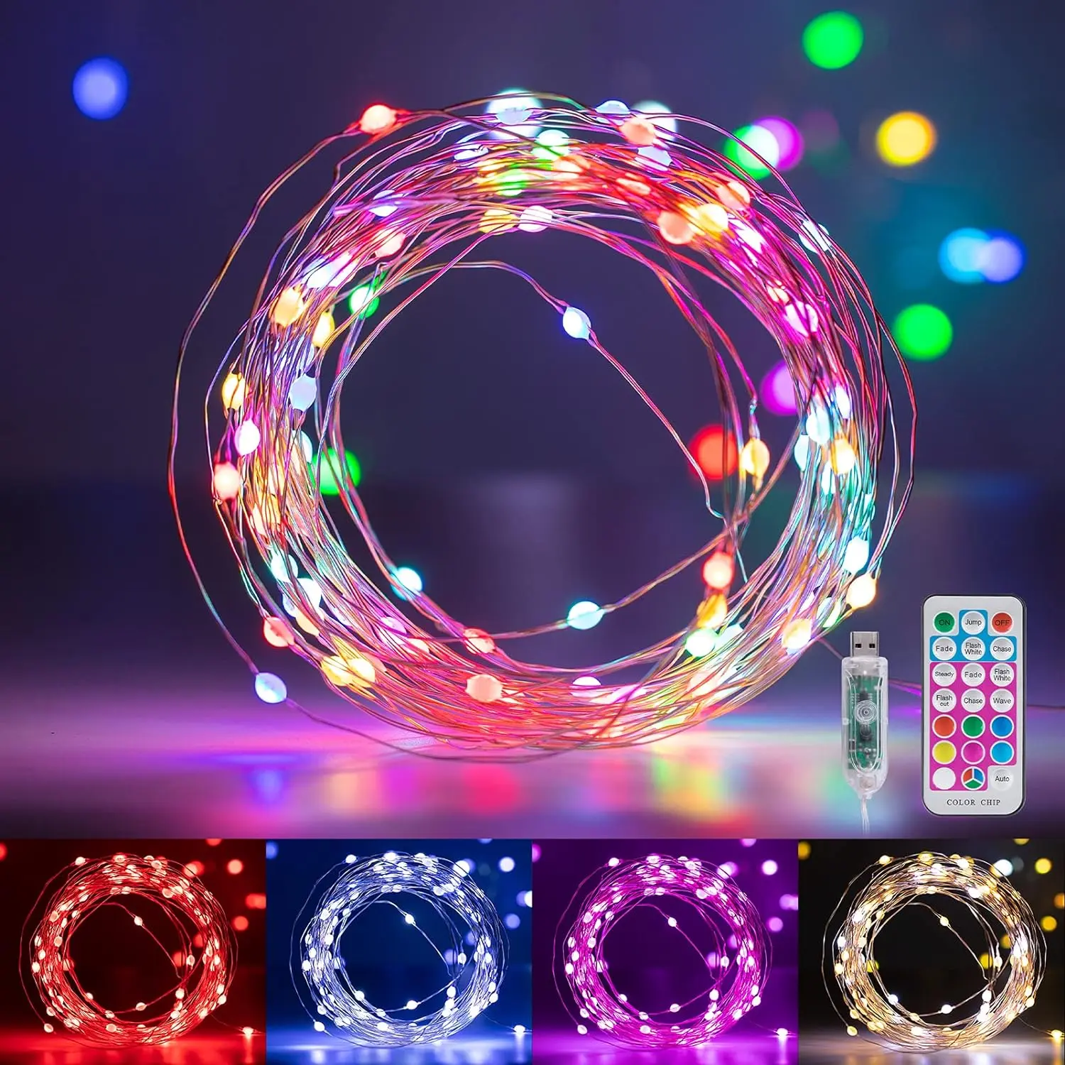 Fairy Lights Color Changing - 33FT 100 LED String Lights with Remote,11 Modes, USB Fairy Lights Indoor, Twinkle Christmas Fairy Light for Bedroom Indoor, Happy Mothers Day Classroom