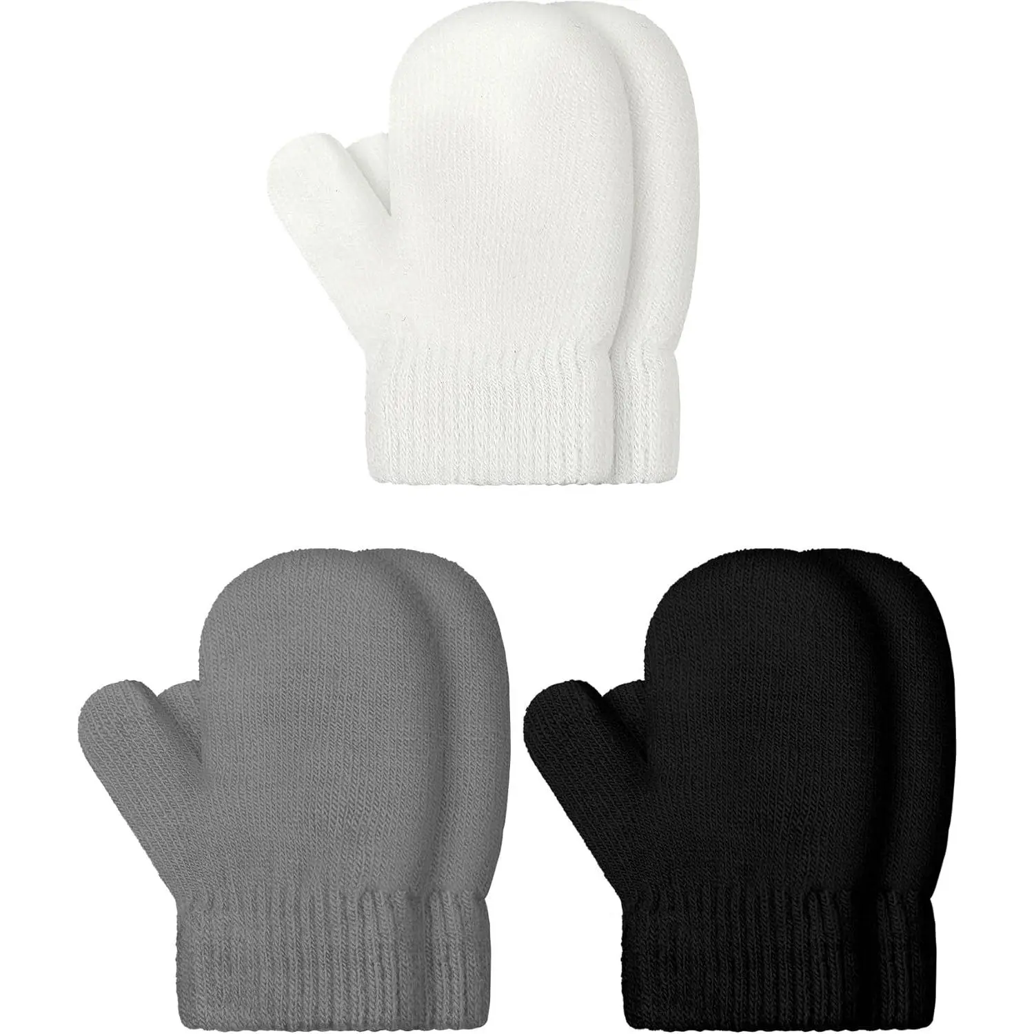 3 Pairs Toddler Magic Stretch Knit Gloves, 1 Size, Affordable Prices, Soft Winter Gloves for Baby Boys & Little Girls, One Size