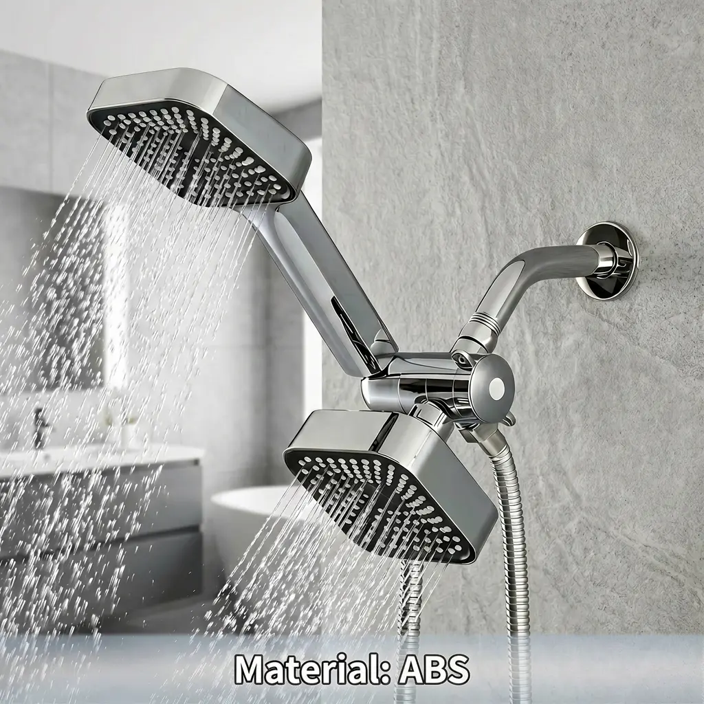 【Shower Upgraded】 ABS Material 2-in-1 Shower Set with High-Flow Large Nozzle, Handheld Shower Heads, Long Hose and 3-Way Water Distributor - Bathroom Gadget for Home Bathroom Use,home essentials