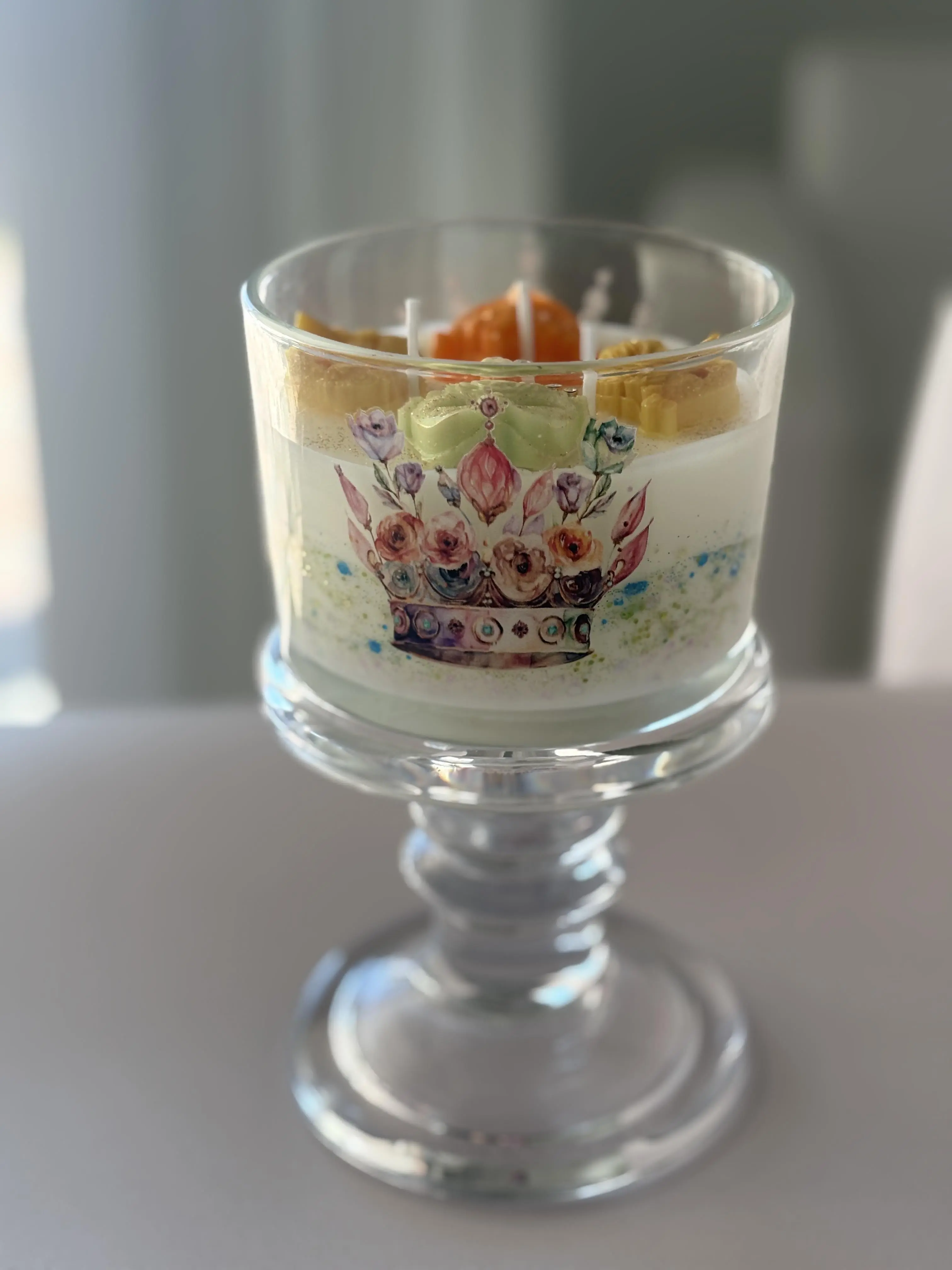 Vela con aroma de  Jazmin Aromatic Woody Scent Handmade Flower Candle