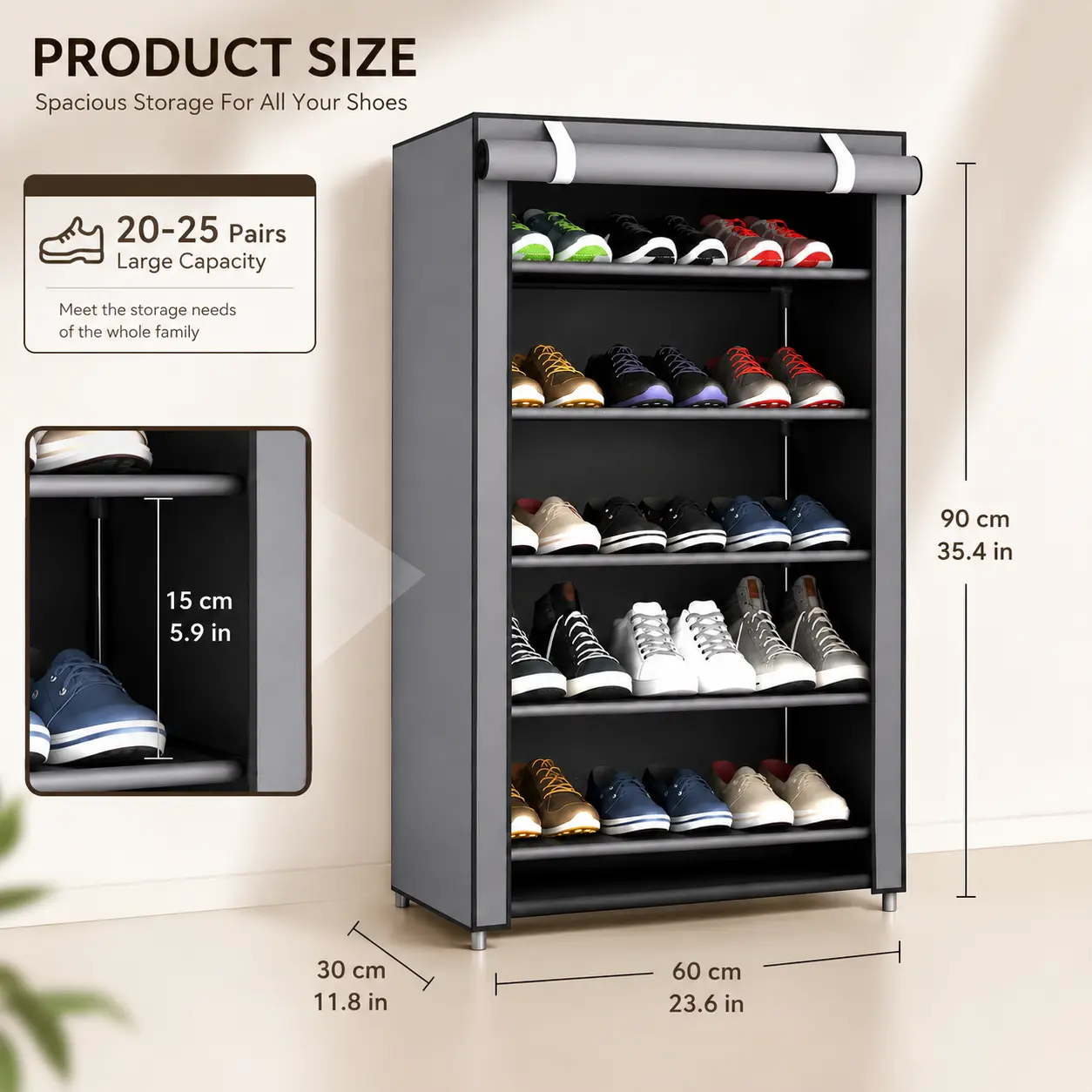 6/8/10-tier shoe cabinet with non-woven fabric cover, suitable for living room furniture, room decor, bedroom furniture, and bedroom decor; easy to assemble, portable shoe rack that holds 27–35 pairs of shoes, ideal for entryways, sneakers, high heels, bo